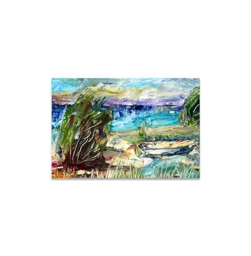 GADGETS WRAP Canvas Gallery Wrap Framed for Home Office Studio Living Room Decoration (11x9inch) - Coastal Nature Abstract Oil Painting