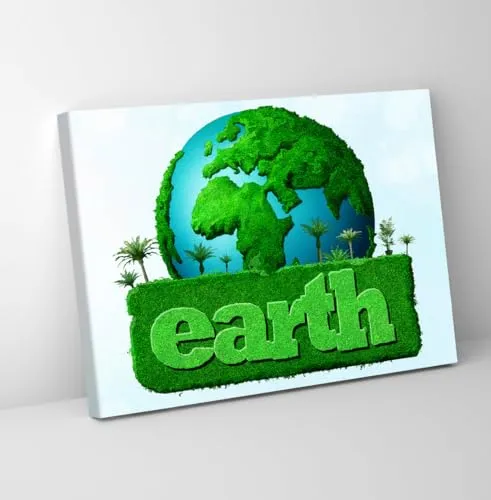 GADGETS WRAP Canvas Gallery Wrap Framed for Home Office Studio Living Room Decoration (11x9inch) - Earth Day Green Planet 19