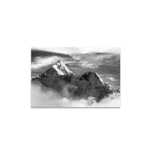 GADGETS WRAP Canvas Gallery Wrap Framed for Home Office Studio Living Room Decoration (11x9inch) - Everest Mountain B&W View Photograph Nepal