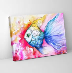 GADGETS WRAP Canvas Gallery Wrap Framed for Home Office Studio Living Room Decoration (11x9inch) - Fish Colorful Abstract Painting