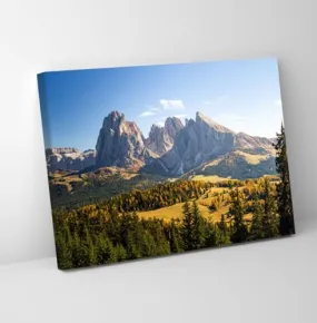 GADGETS WRAP Canvas Gallery Wrap Framed for Home Office Studio Living Room Decoration (11x9inch) - Grassy Hills Trees Near Mountains