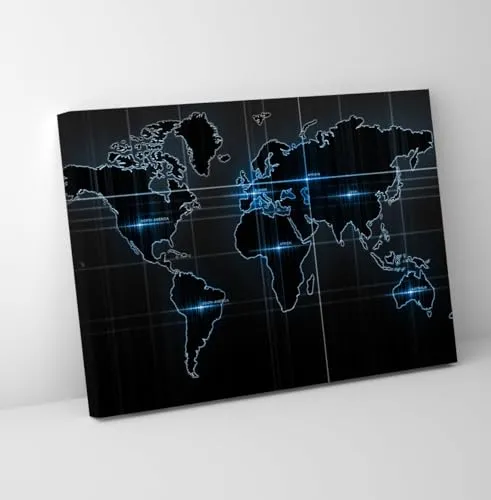 GADGETS WRAP Canvas Gallery Wrap Framed for Home Office Studio Living Room Decoration (11x9inch) - Map