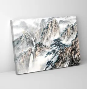 GADGETS WRAP Canvas Gallery Wrap Framed for Home Office Studio Living Room Decoration (11x9inch) - Mountain Greenery Oil Painting