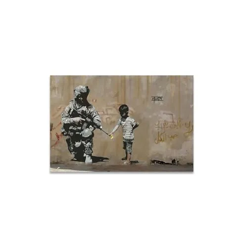 GADGETS WRAP Canvas Gallery Wrap Framed for Home Office Studio Living Room Decoration (11x9inch) - No Violence Banksy