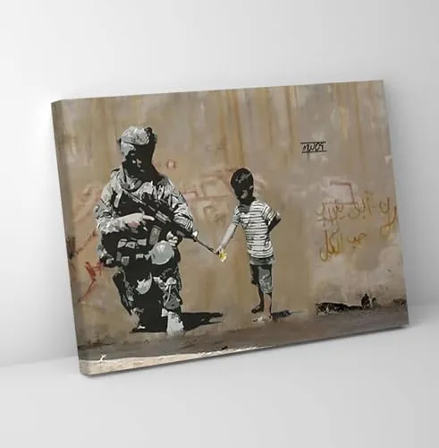 GADGETS WRAP Canvas Gallery Wrap Framed for Home Office Studio Living Room Decoration (11x9inch) - No Violence Banksy