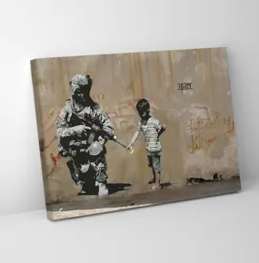 GADGETS WRAP Canvas Gallery Wrap Framed for Home Office Studio Living Room Decoration (11x9inch) - No Violence Banksy