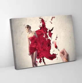 GADGETS WRAP Canvas Gallery Wrap Framed for Home Office Studio Living Room Decoration (11x9inch) - Painting The Woman In Red