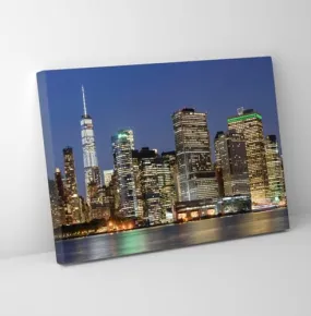 GADGETS WRAP Canvas Gallery Wrap Framed for Home Office Studio Living Room Decoration (11x9inch) - Panorama of Lower Manhattan