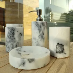 Glossy White Marble Bathroom Set