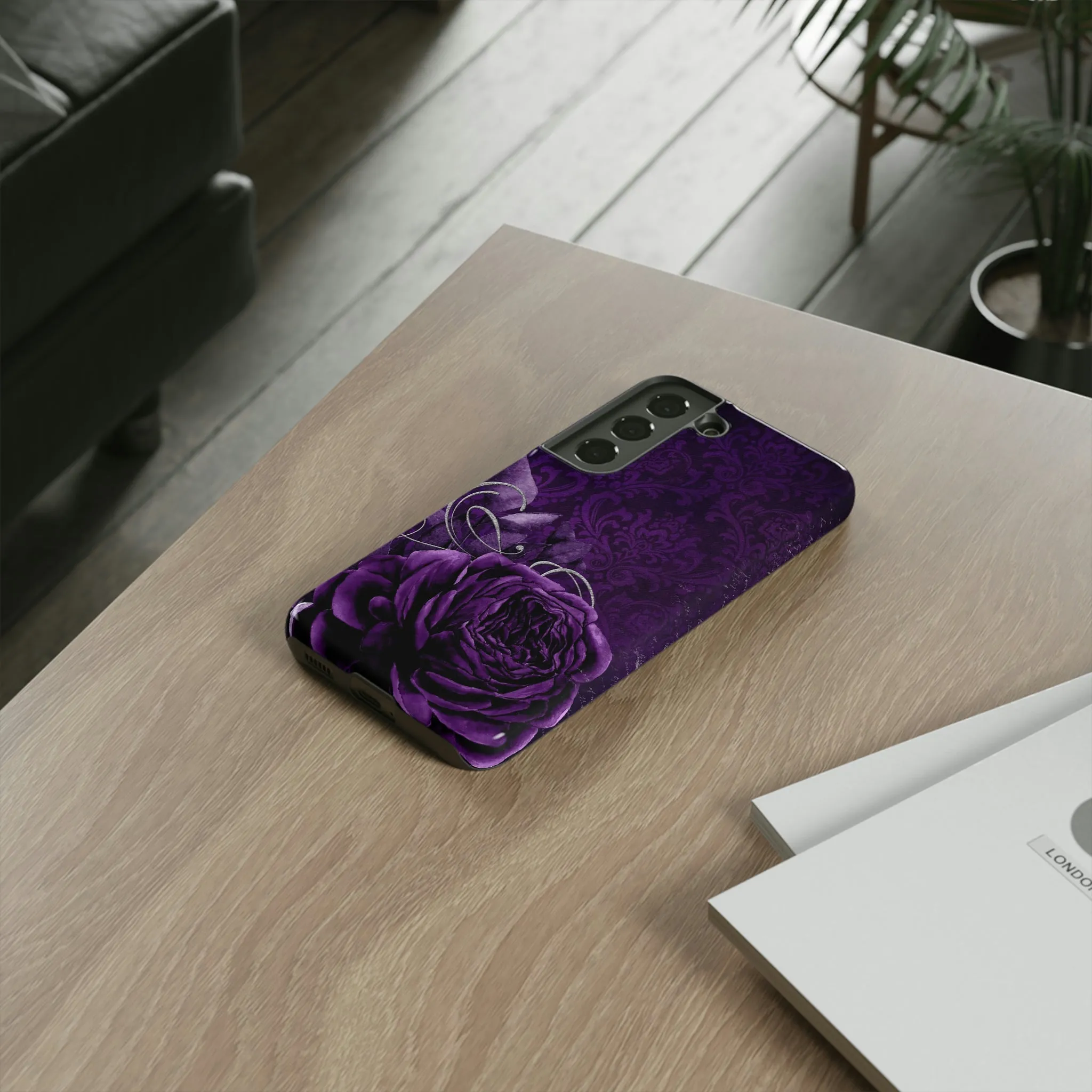 Gothic Purple Rose Tough Cell Phone Cases