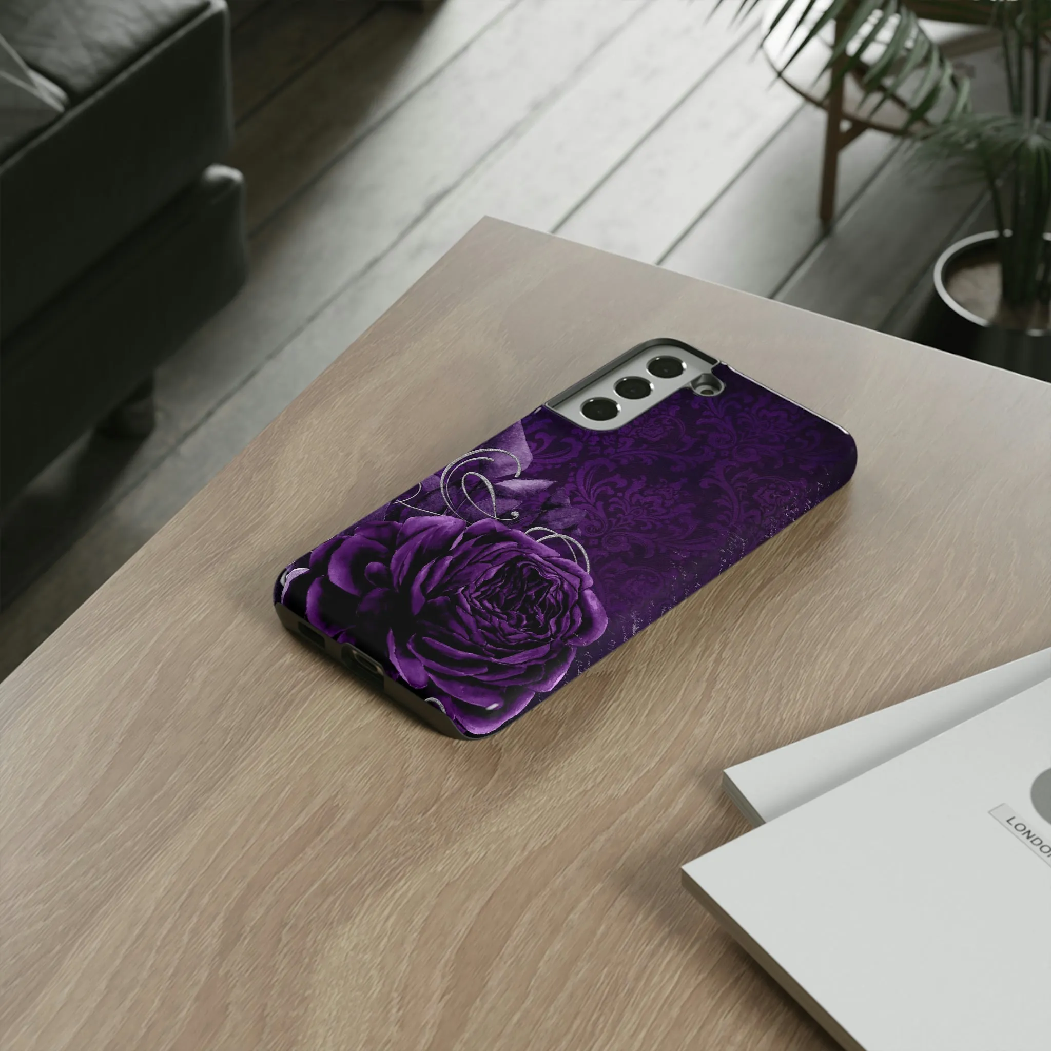 Gothic Purple Rose Tough Cell Phone Cases