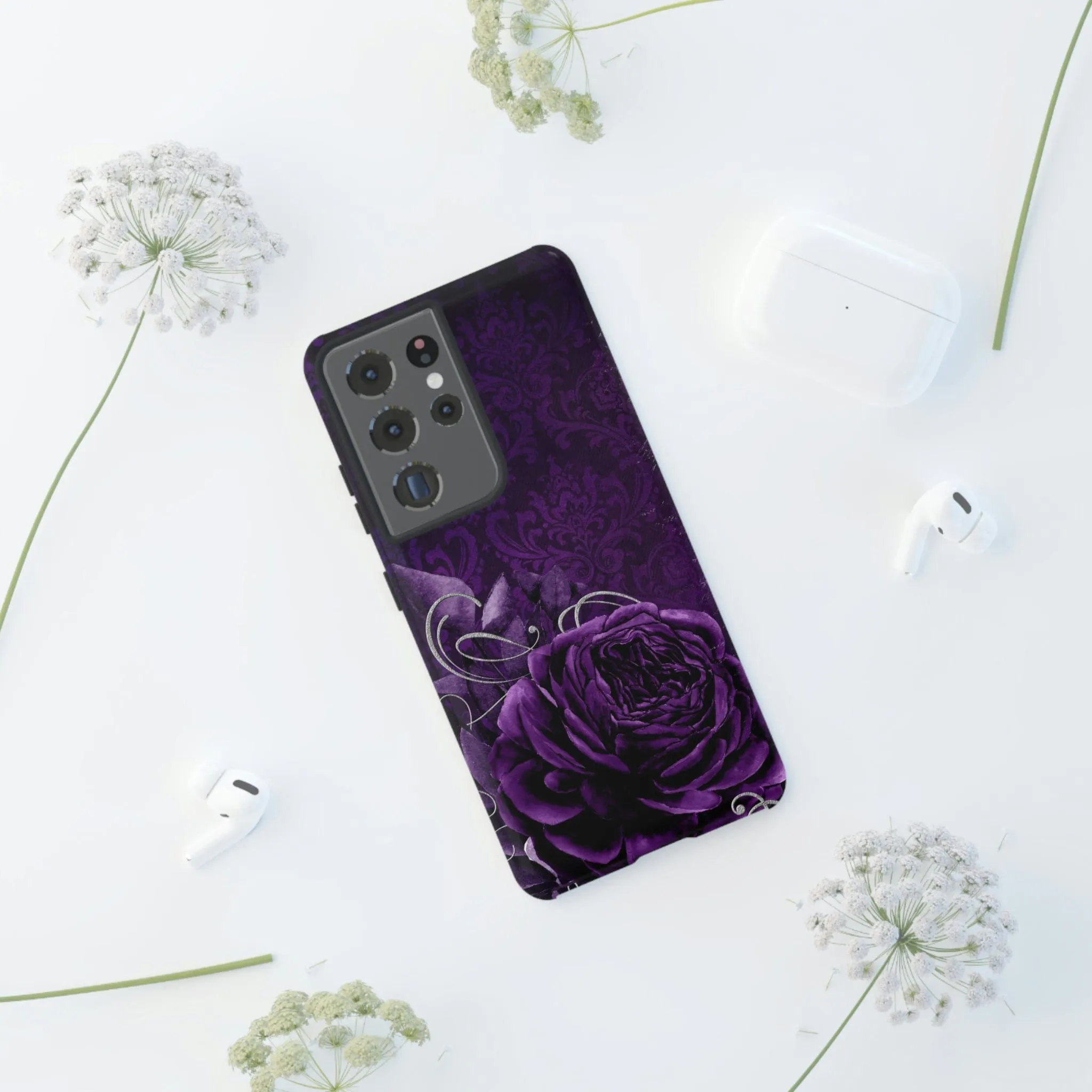 Gothic Purple Rose Tough Cell Phone Cases