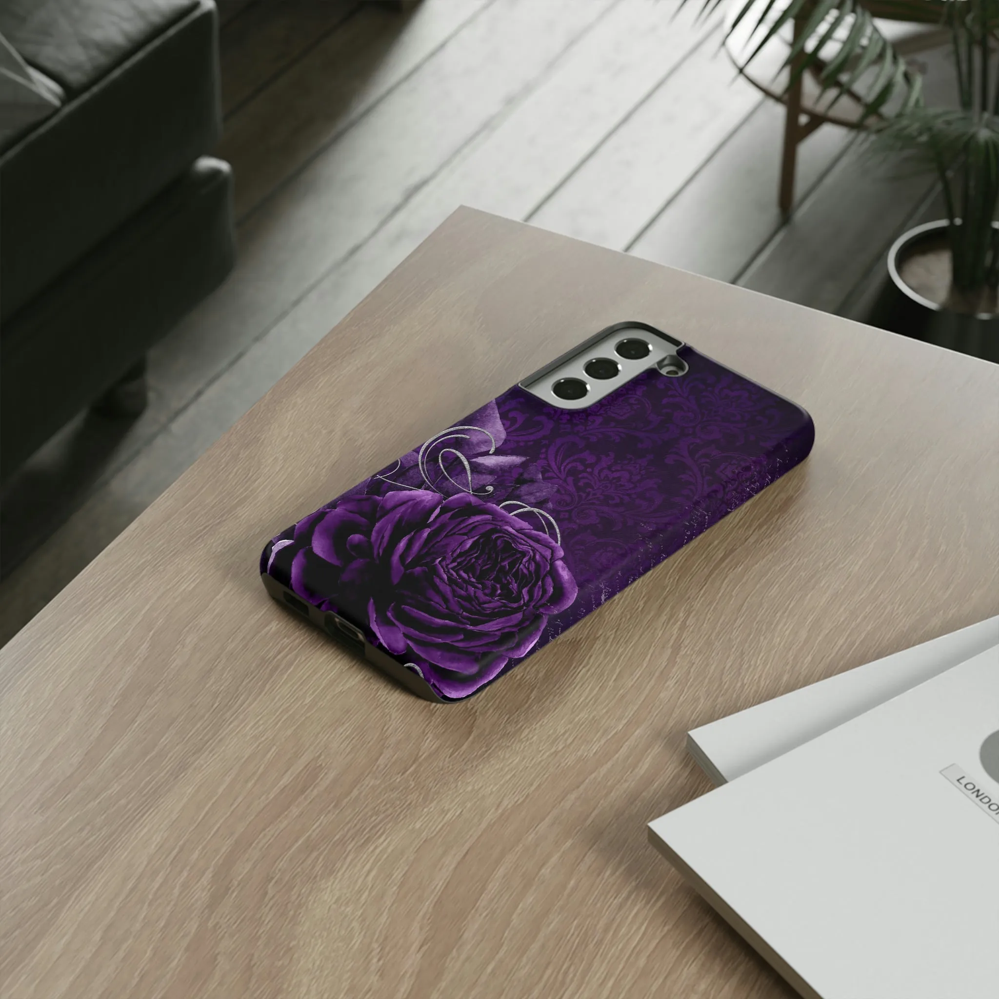 Gothic Purple Rose Tough Cell Phone Cases