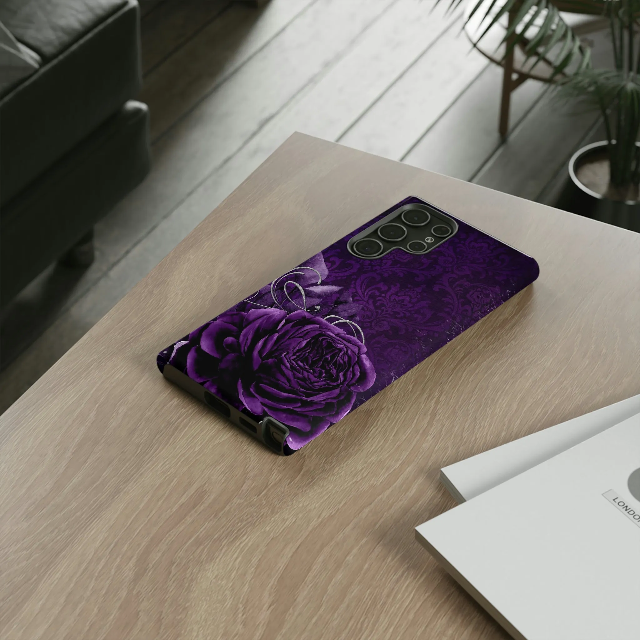 Gothic Purple Rose Tough Cell Phone Cases