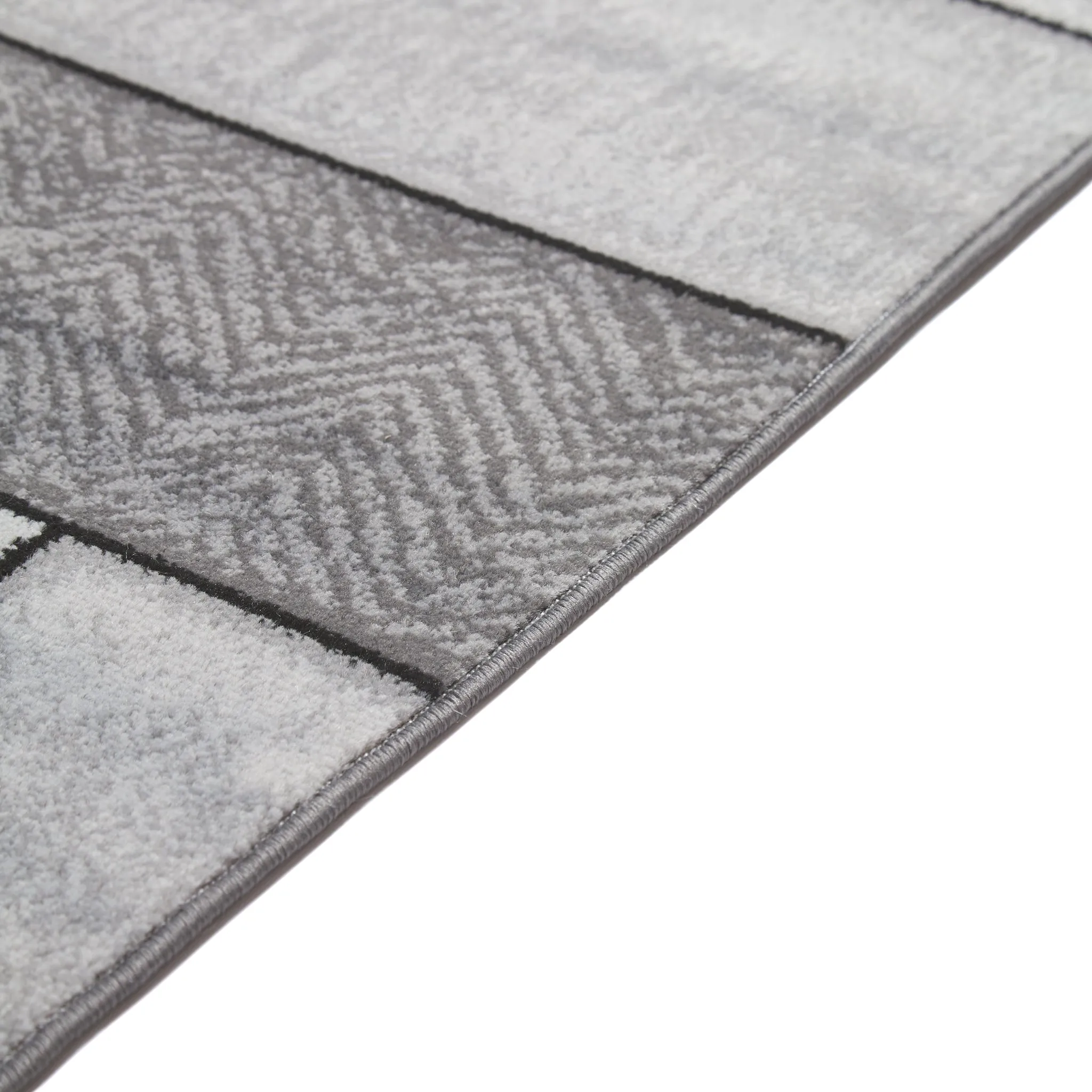 Grey & Black Modern Rectangles Rug - Plus