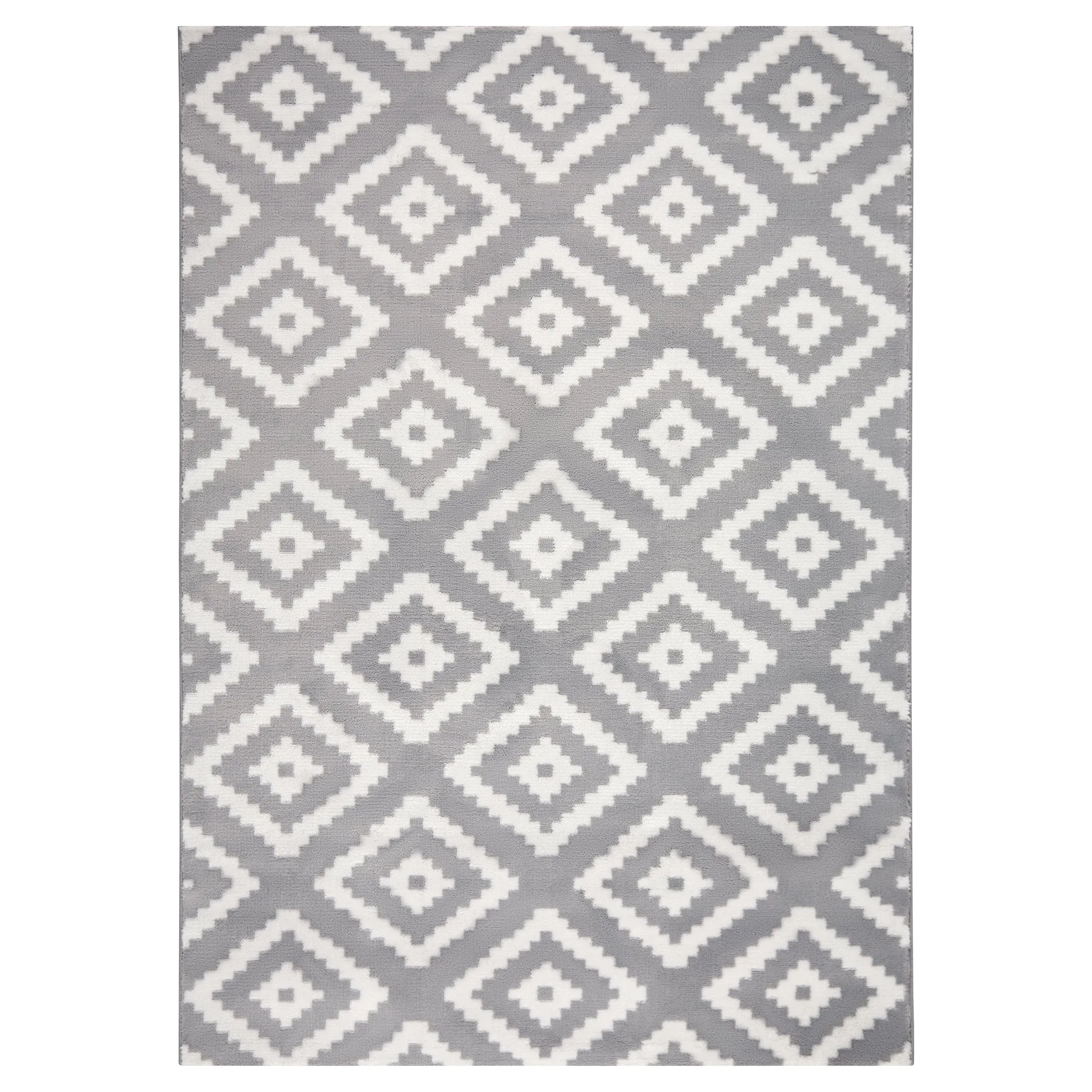 Grey Modern Tiles Motif Rug - Plus