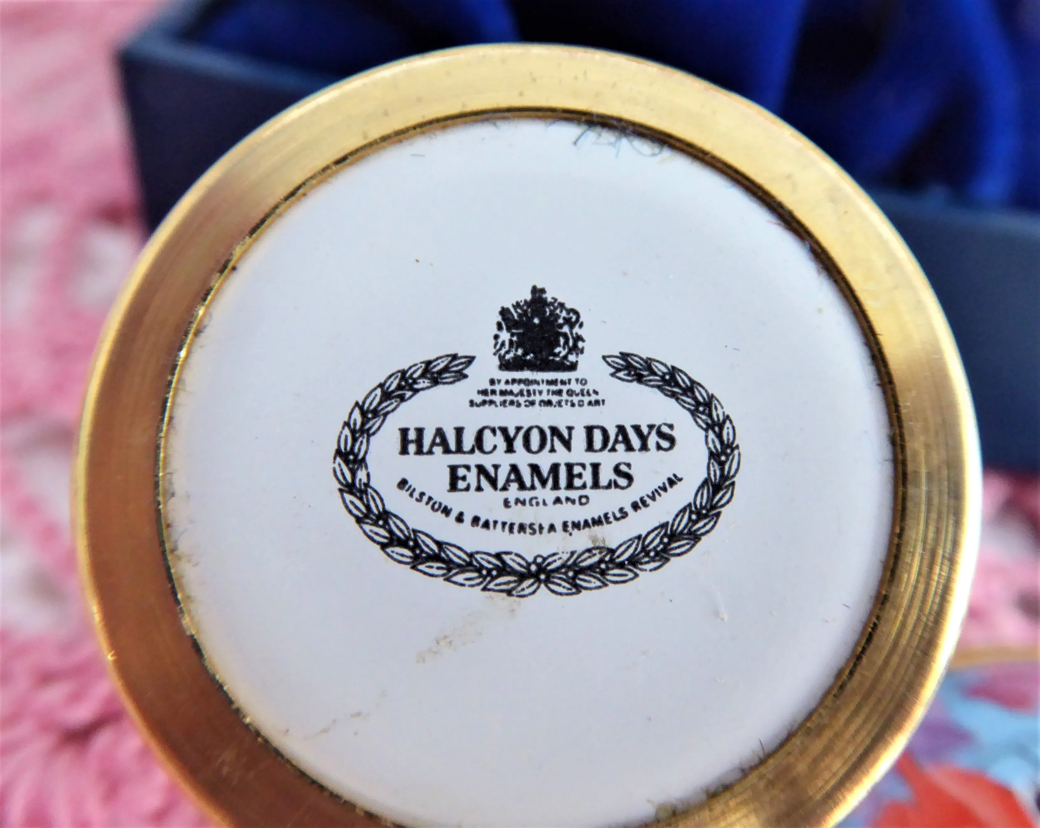 Halcyon Days English Enamel Box Potpourri 1980s Sweet Peas Boxed