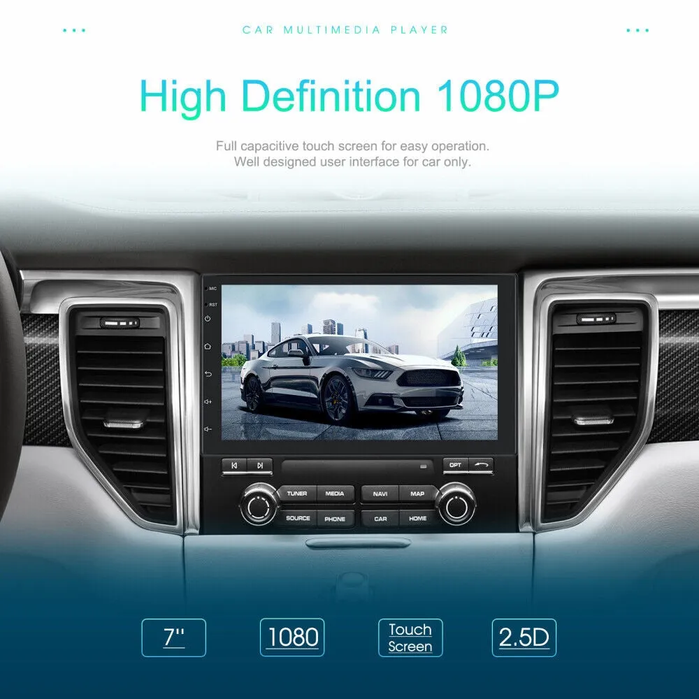 HD 7" 2 DIN Car Radio w/ GPS, WiFi, CarPlay   Rear Camera