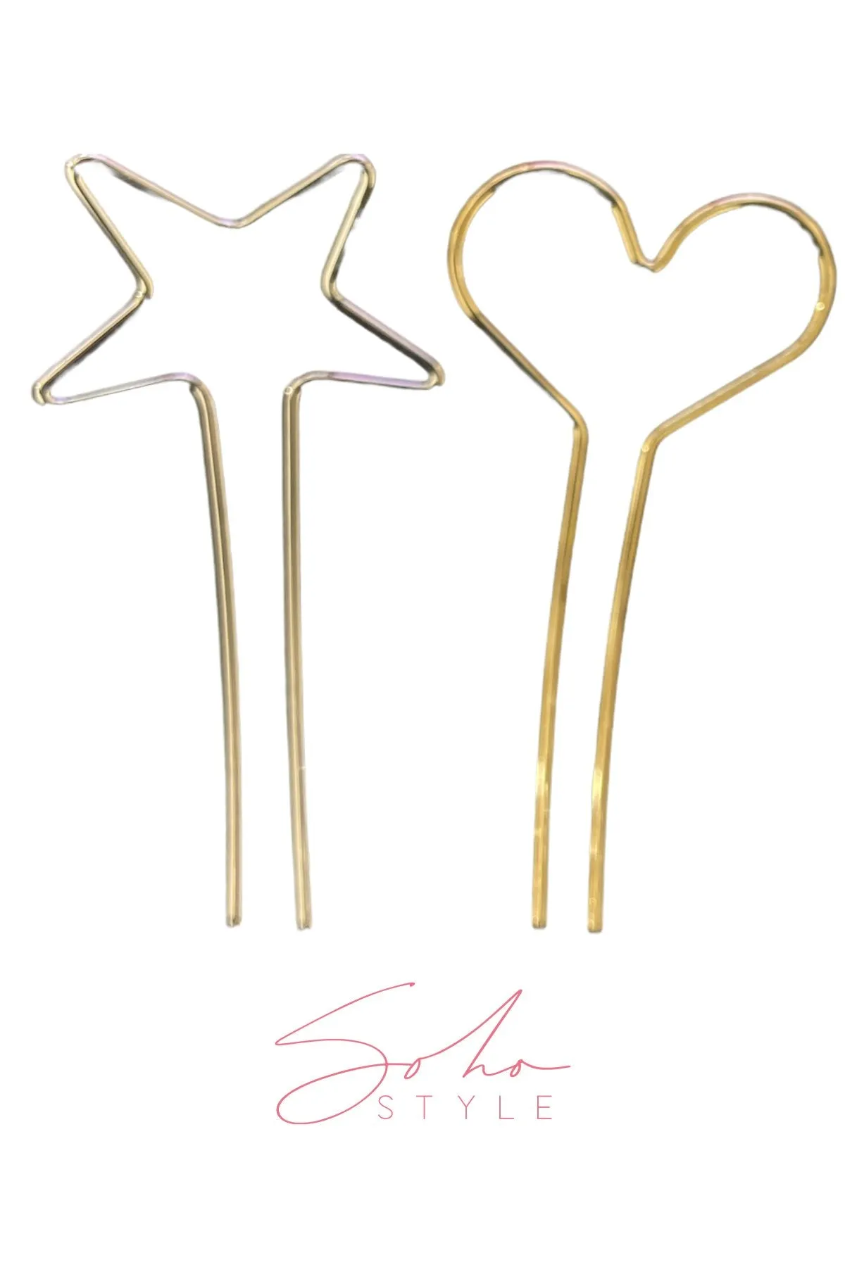 Heart and Star Hair Stick Duo