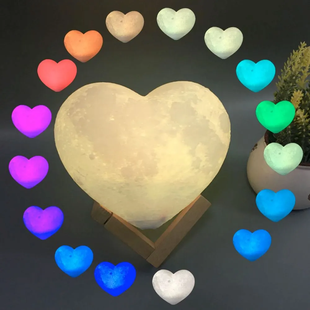 Heart Shape Touch Control Moon Glowing LED Lamp