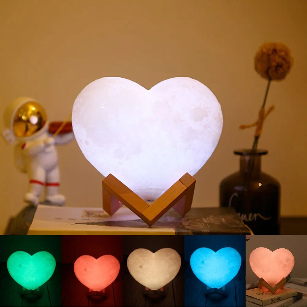 Heart Shape Touch Control Moon Glowing LED Lamp