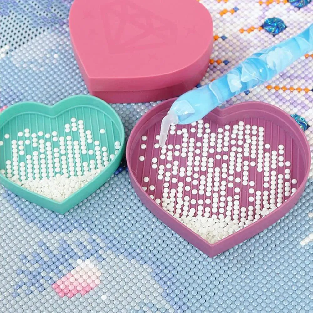 Heart-Shaped Diamond Painting Tray Box, Large Capacity Tray