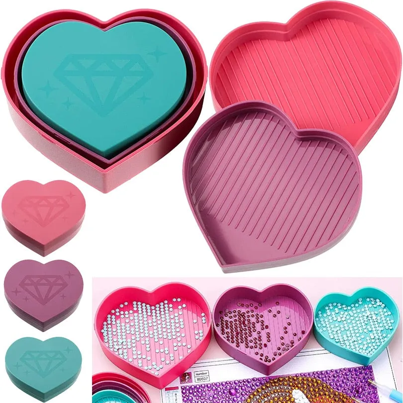 Heart-Shaped Diamond Painting Tray Box, Large Capacity Tray