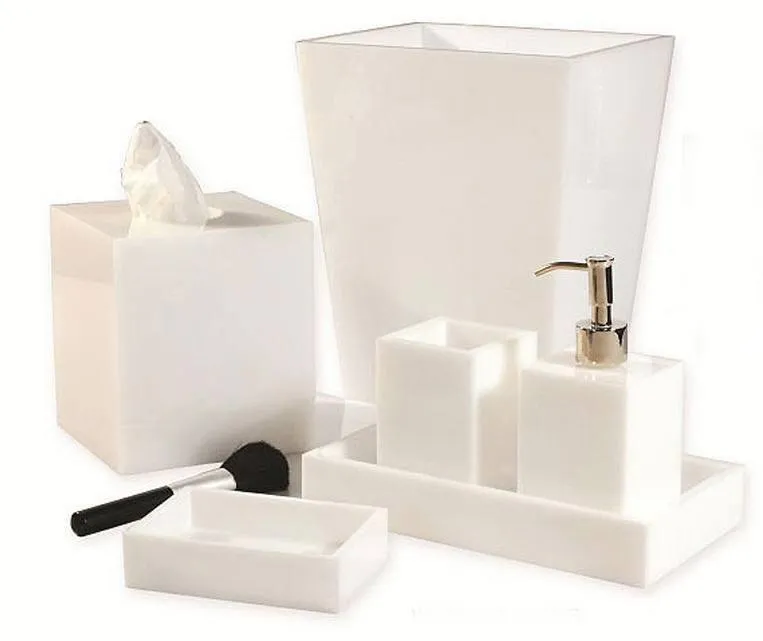 Ice White Lucite Bath Accessories by Mike   Ally