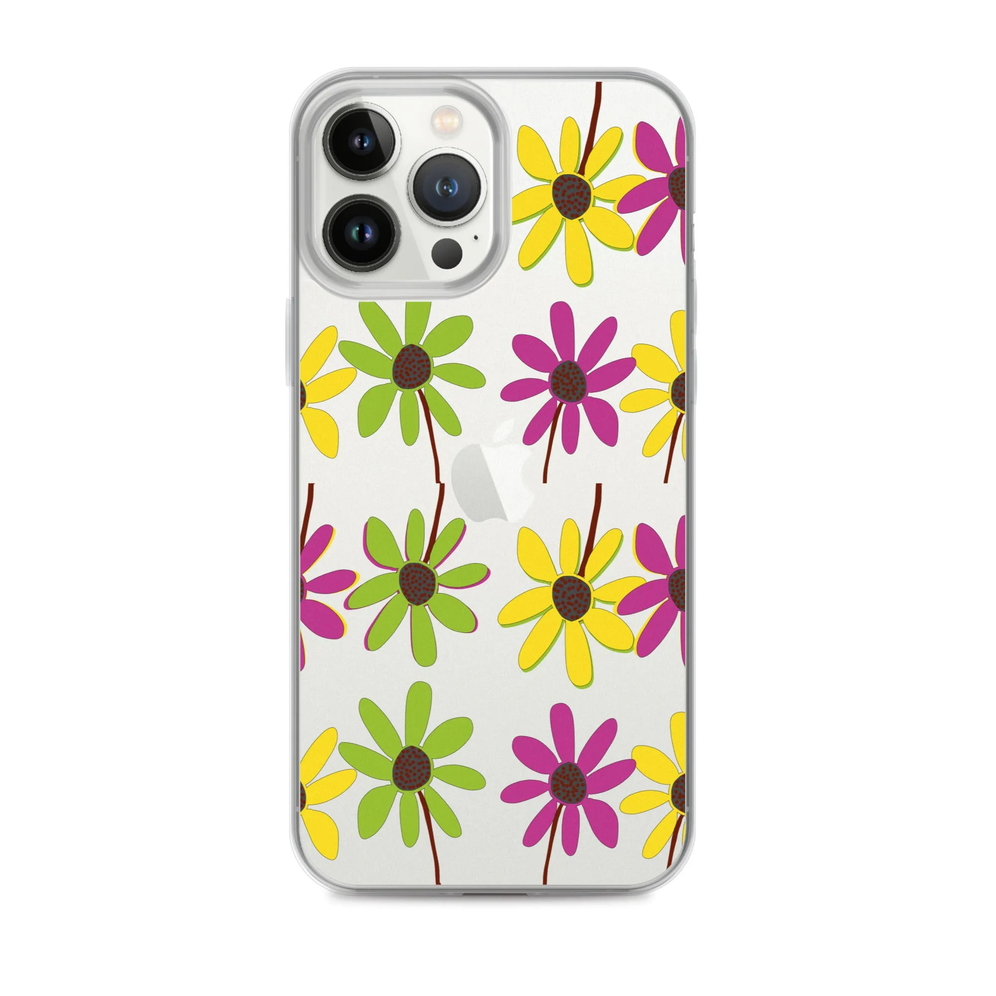 iPhone Colourful Hand Drawn Flower Petals Clear Case