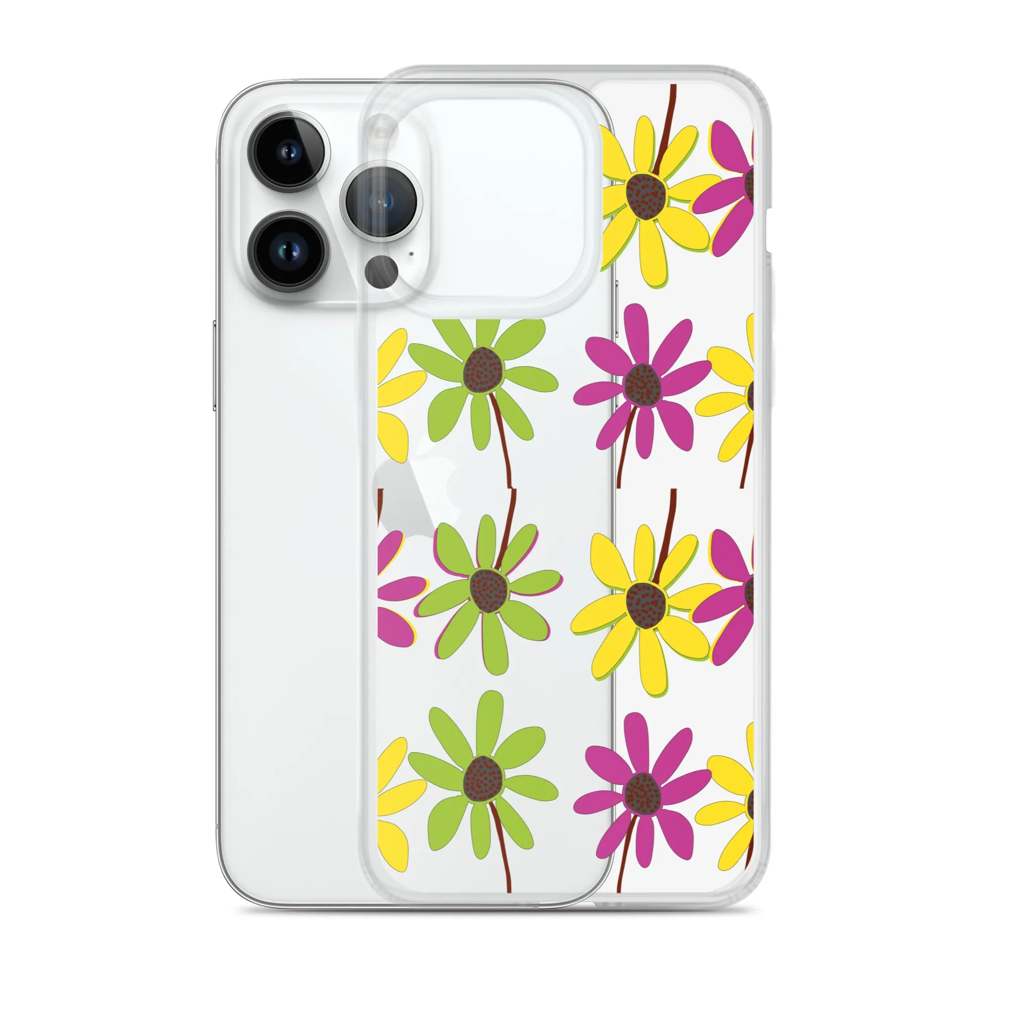 iPhone Colourful Hand Drawn Flower Petals Clear Case