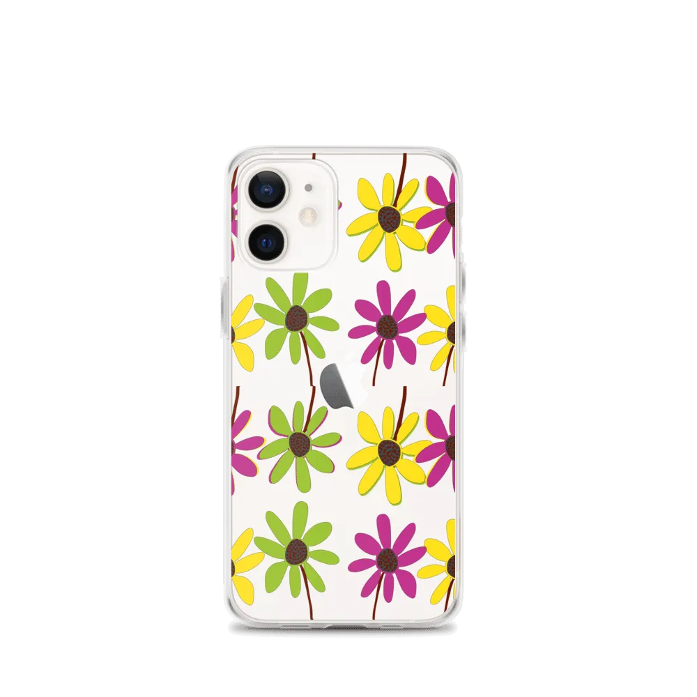 iPhone Colourful Hand Drawn Flower Petals Clear Case