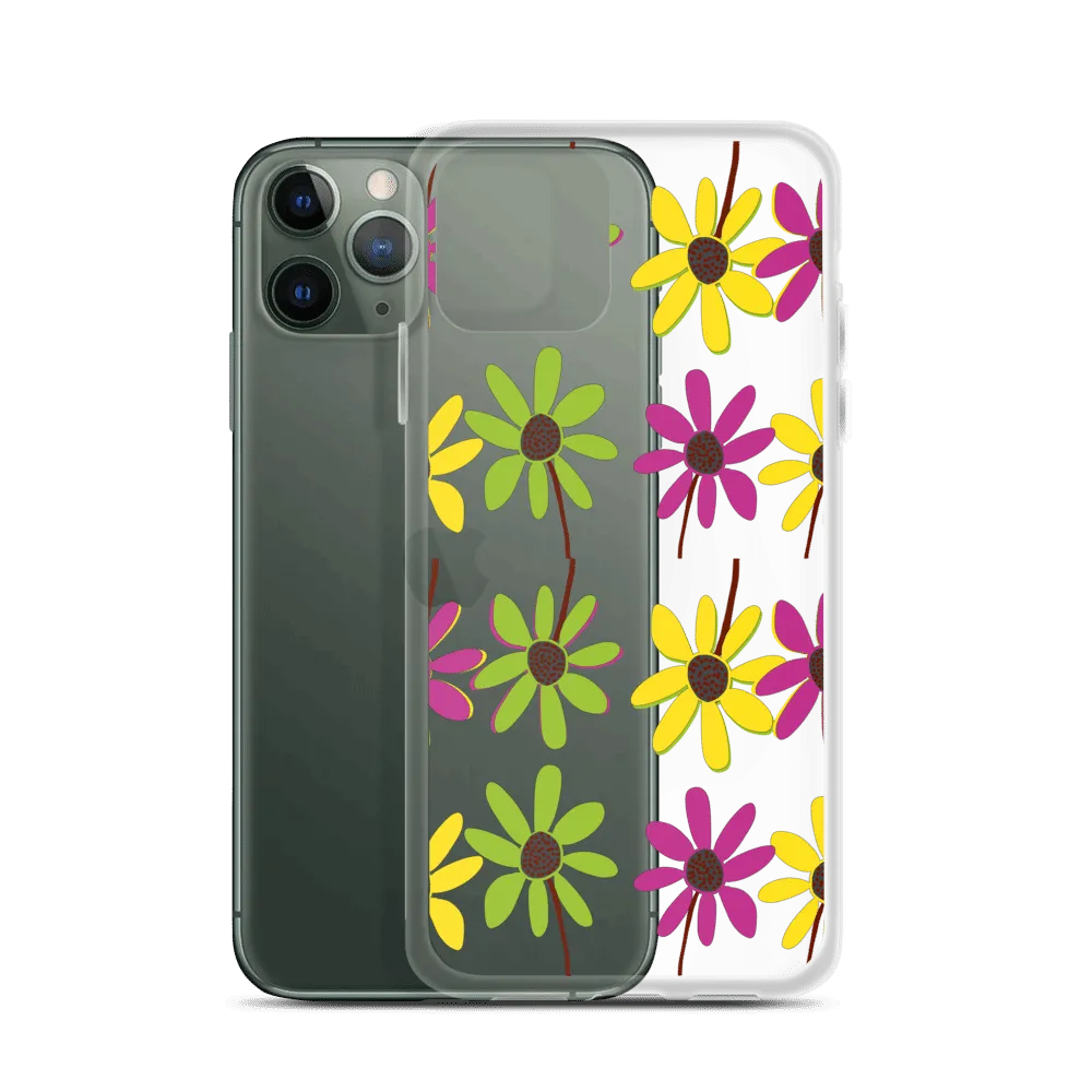 iPhone Colourful Hand Drawn Flower Petals Clear Case