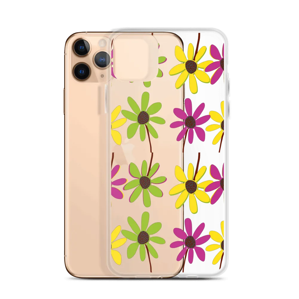 iPhone Colourful Hand Drawn Flower Petals Clear Case