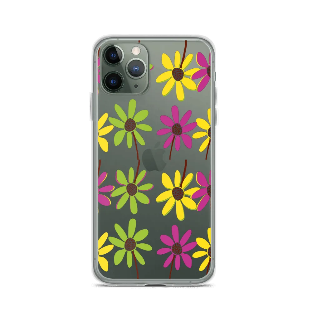 iPhone Colourful Hand Drawn Flower Petals Clear Case