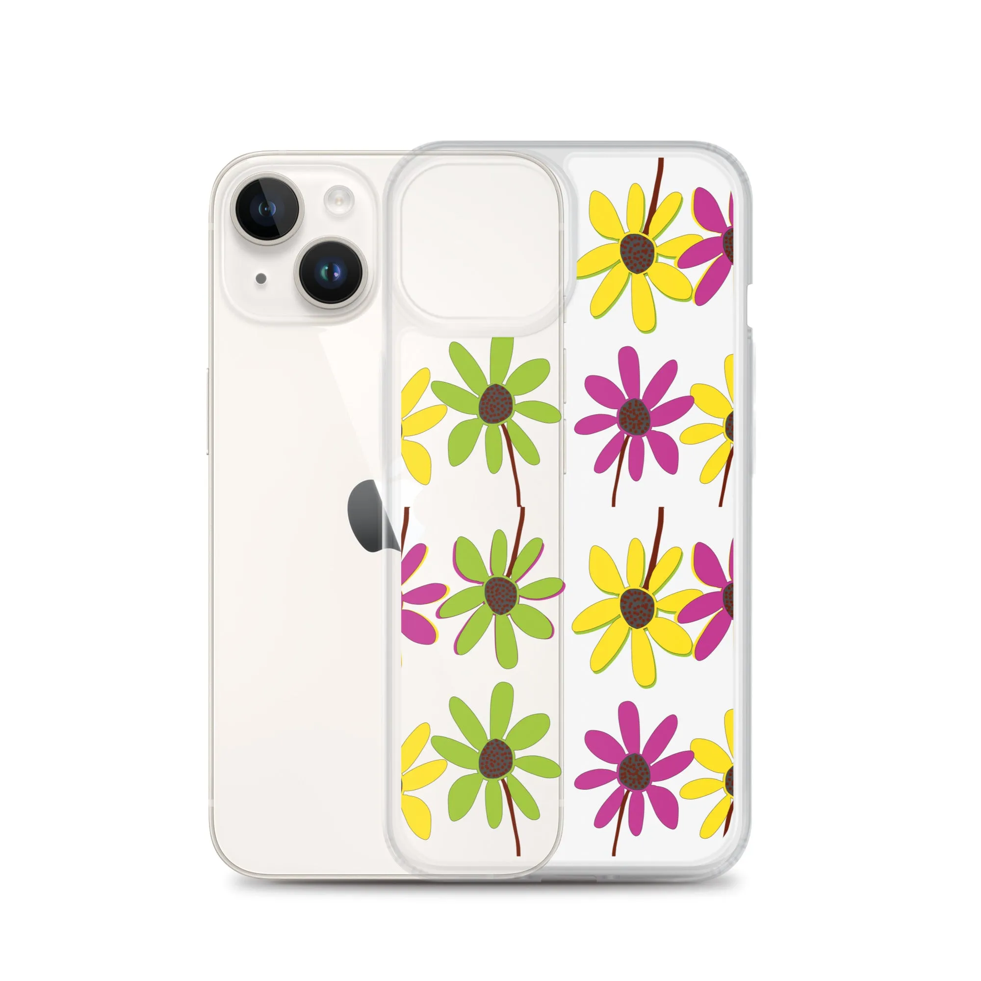 iPhone Colourful Hand Drawn Flower Petals Clear Case