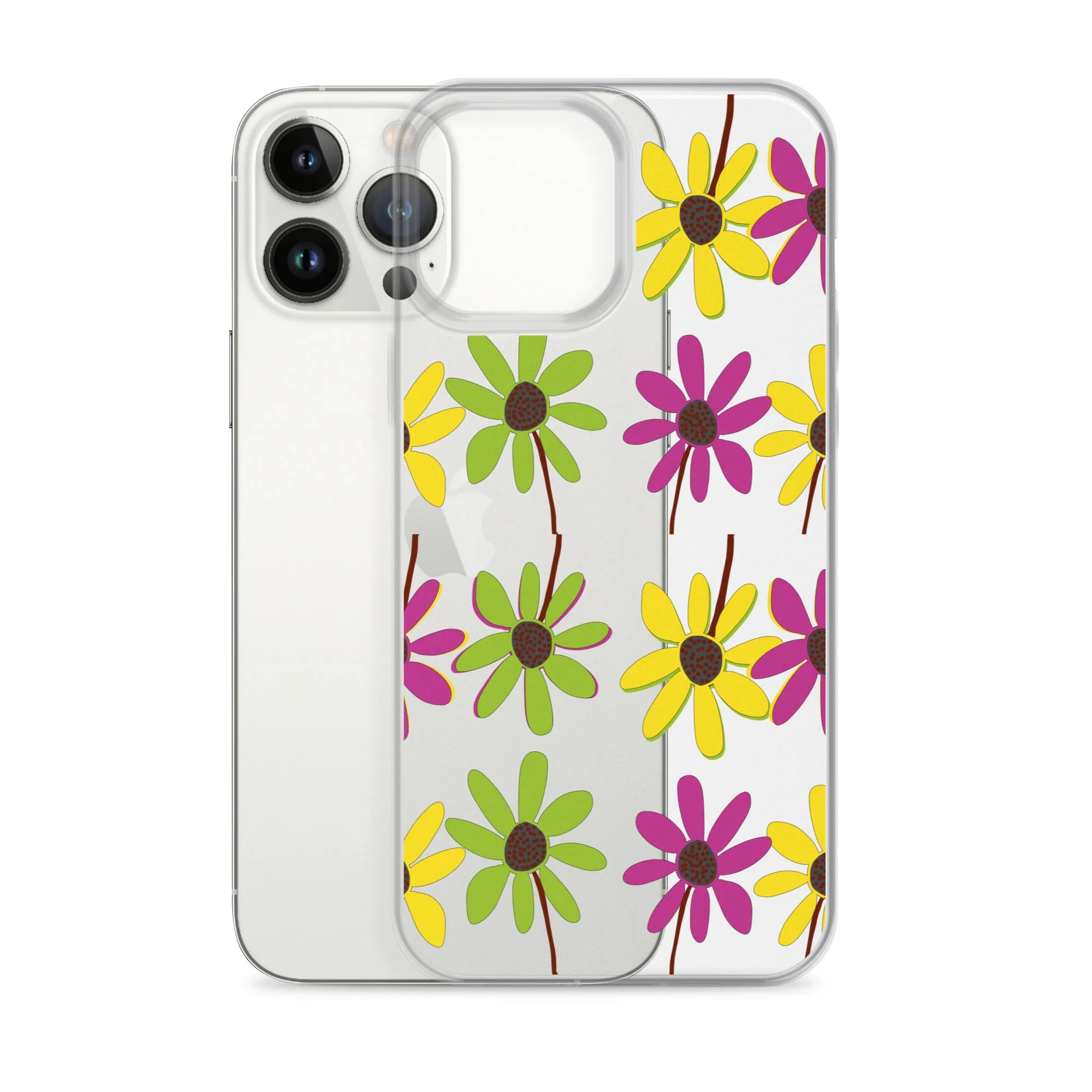 iPhone Colourful Hand Drawn Flower Petals Clear Case