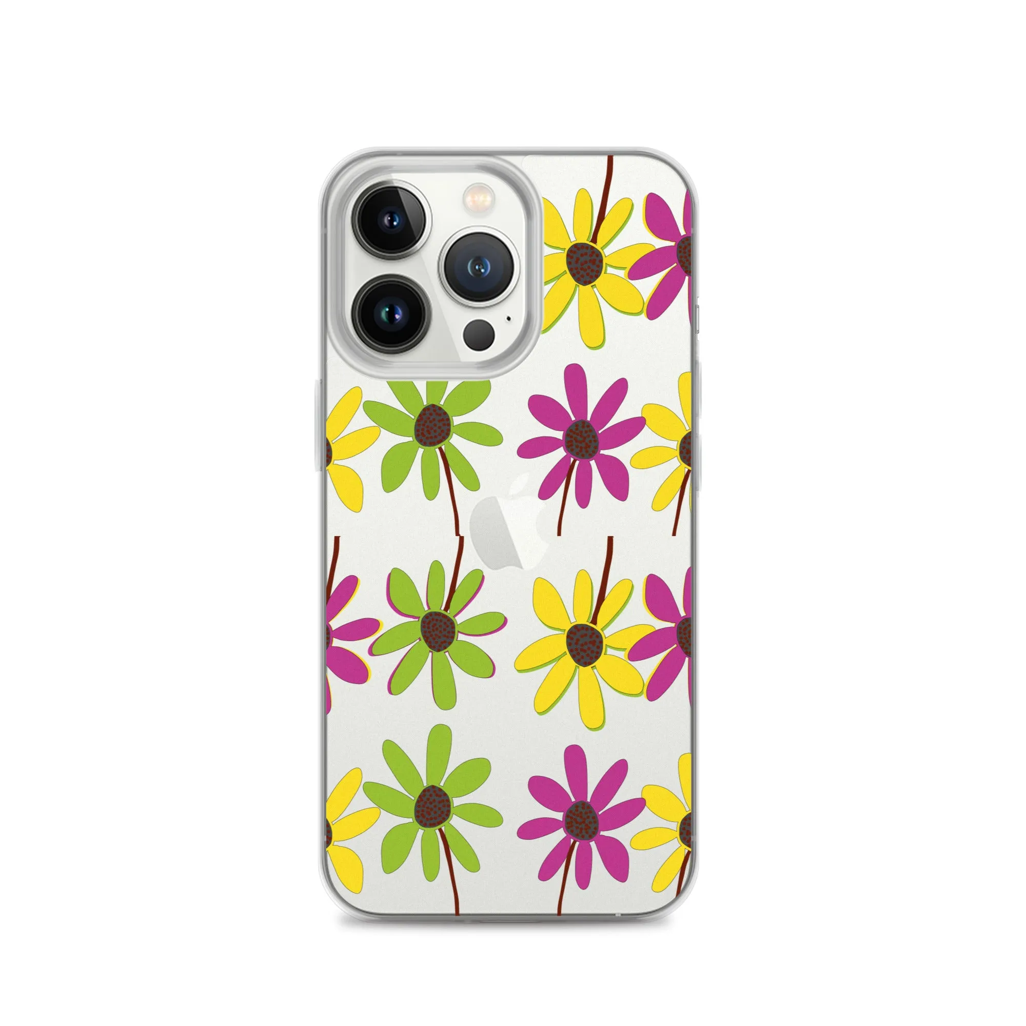 iPhone Colourful Hand Drawn Flower Petals Clear Case