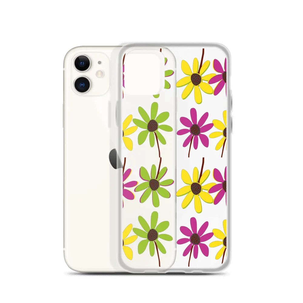 iPhone Colourful Hand Drawn Flower Petals Clear Case