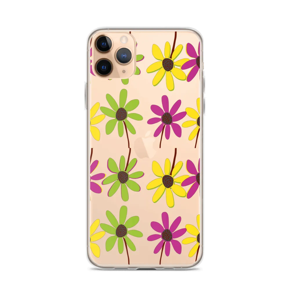 iPhone Colourful Hand Drawn Flower Petals Clear Case