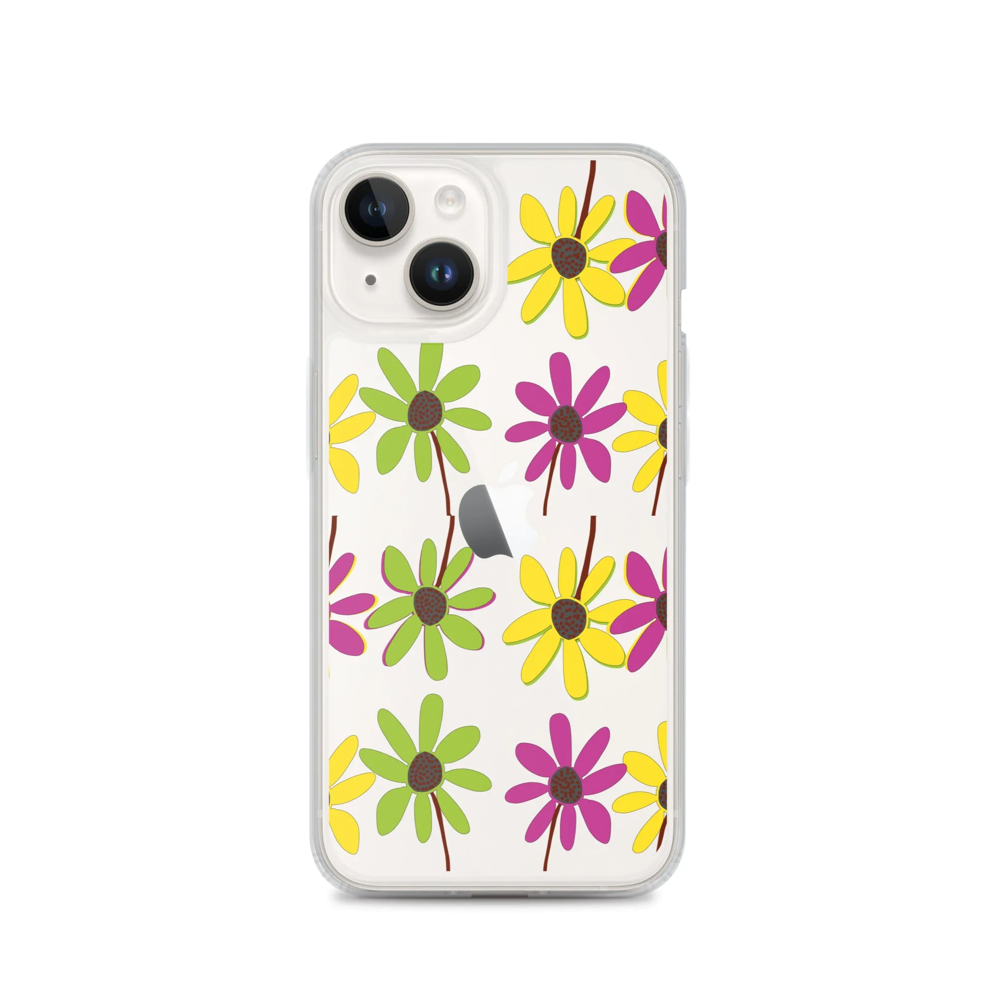 iPhone Colourful Hand Drawn Flower Petals Clear Case