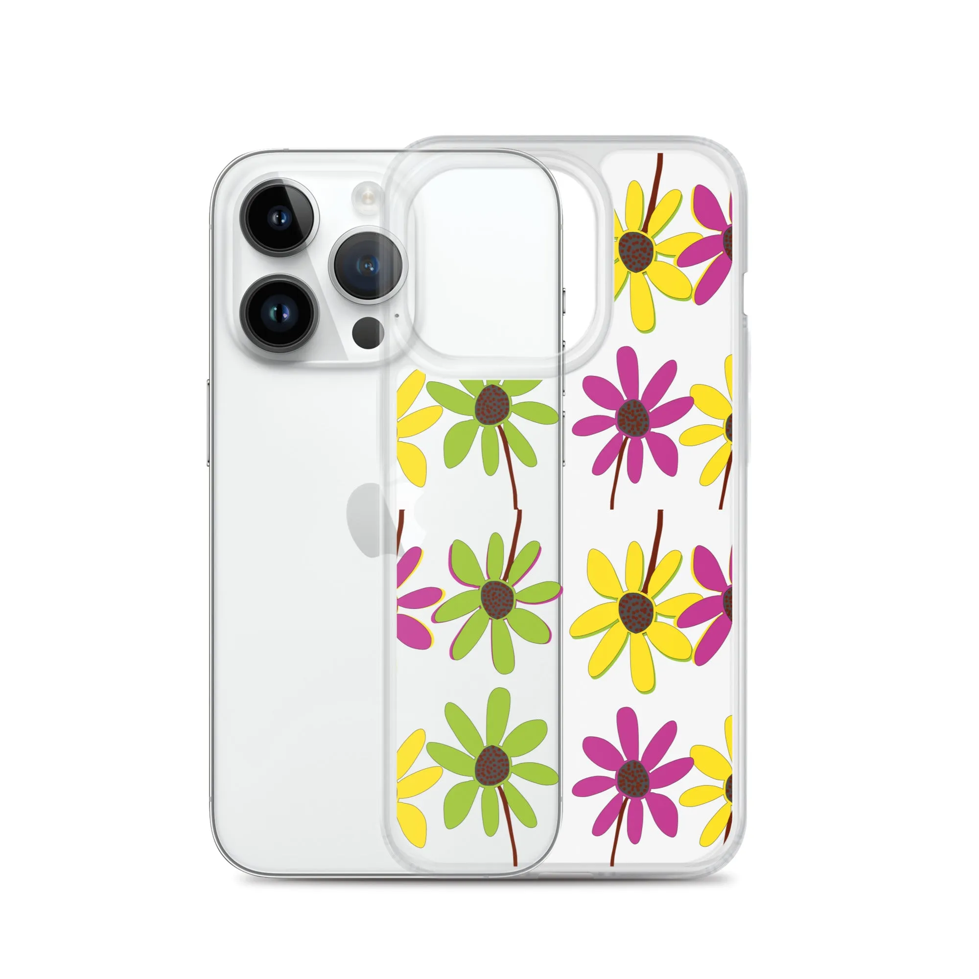 iPhone Colourful Hand Drawn Flower Petals Clear Case