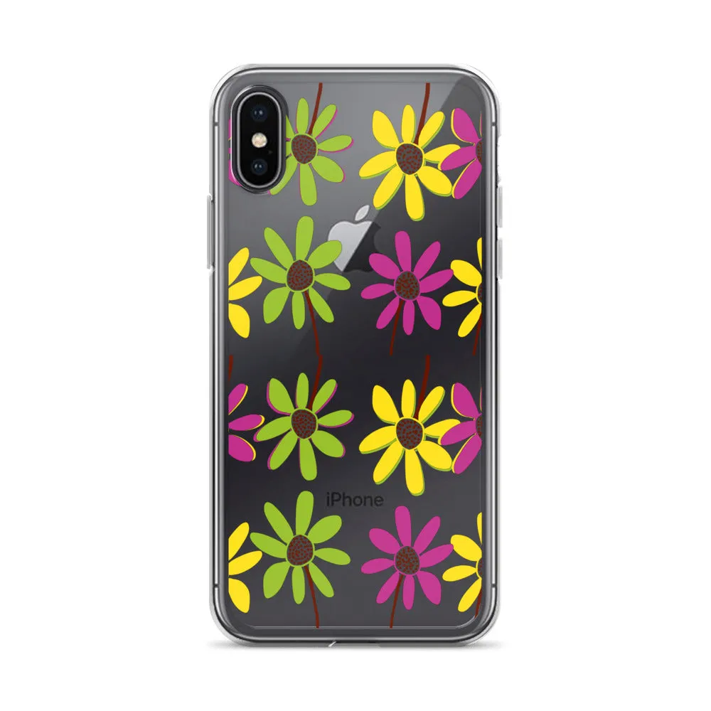 iPhone Colourful Hand Drawn Flower Petals Clear Case