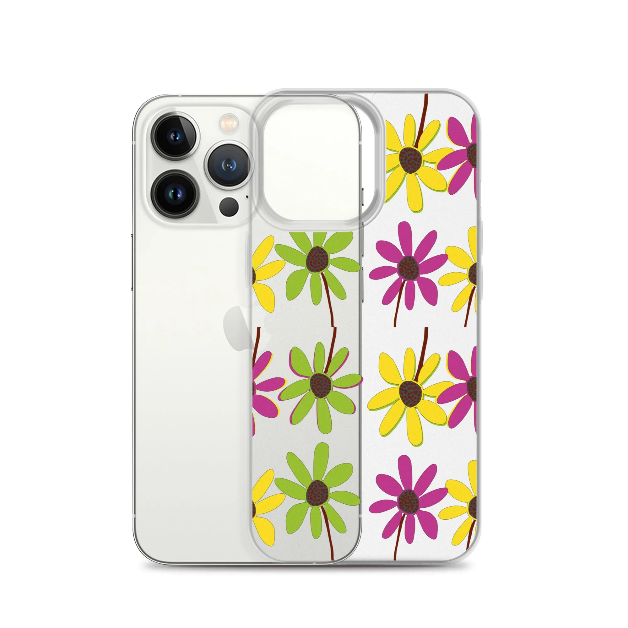 iPhone Colourful Hand Drawn Flower Petals Clear Case