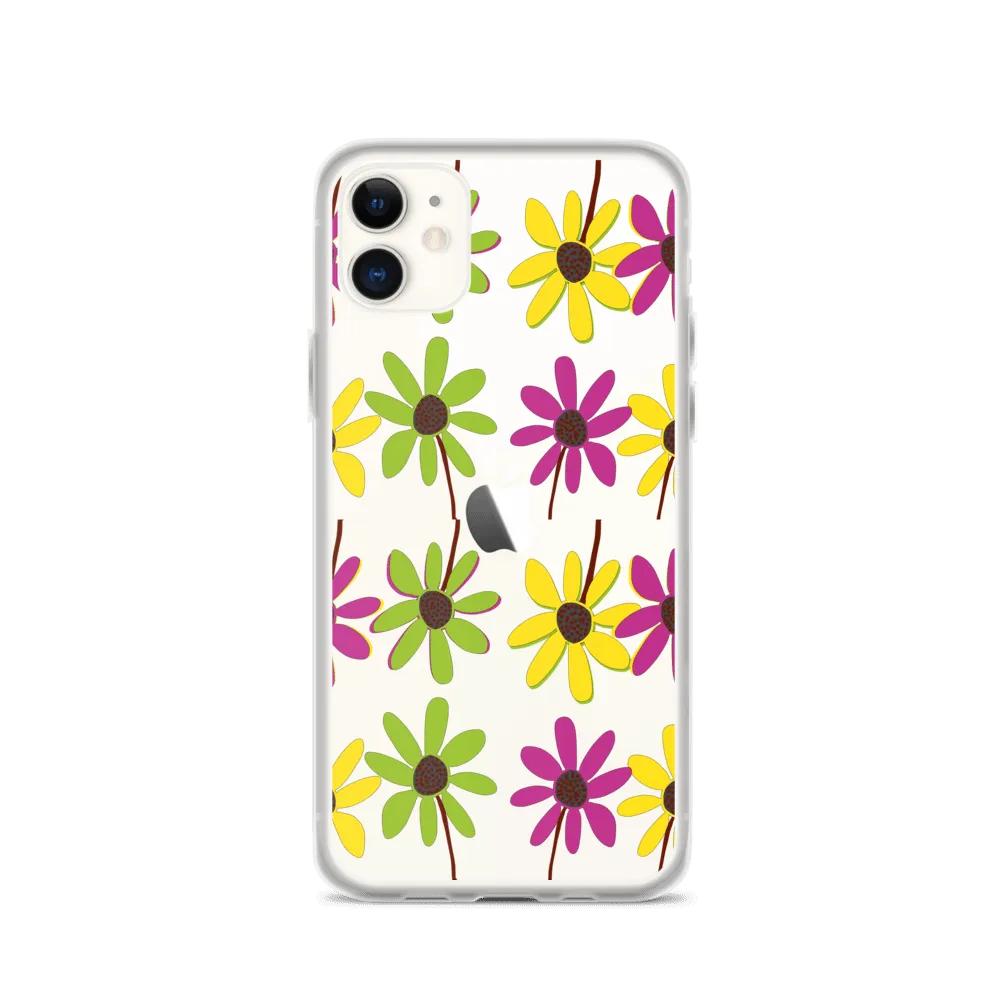 iPhone Colourful Hand Drawn Flower Petals Clear Case