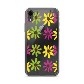 iPhone Colourful Hand Drawn Flower Petals Clear Case