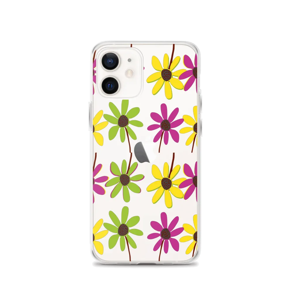 iPhone Colourful Hand Drawn Flower Petals Clear Case