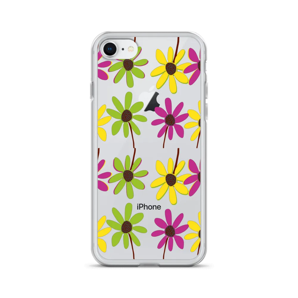 iPhone Colourful Hand Drawn Flower Petals Clear Case