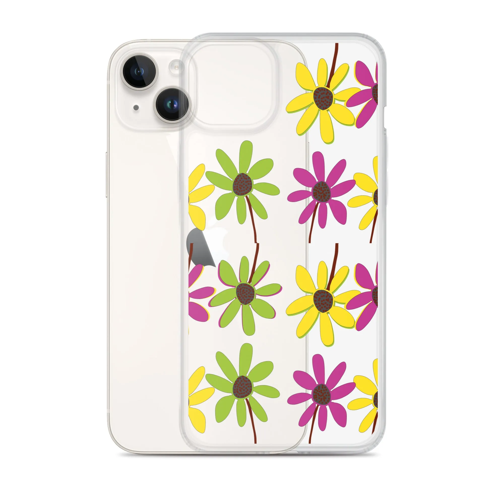 iPhone Colourful Hand Drawn Flower Petals Clear Case