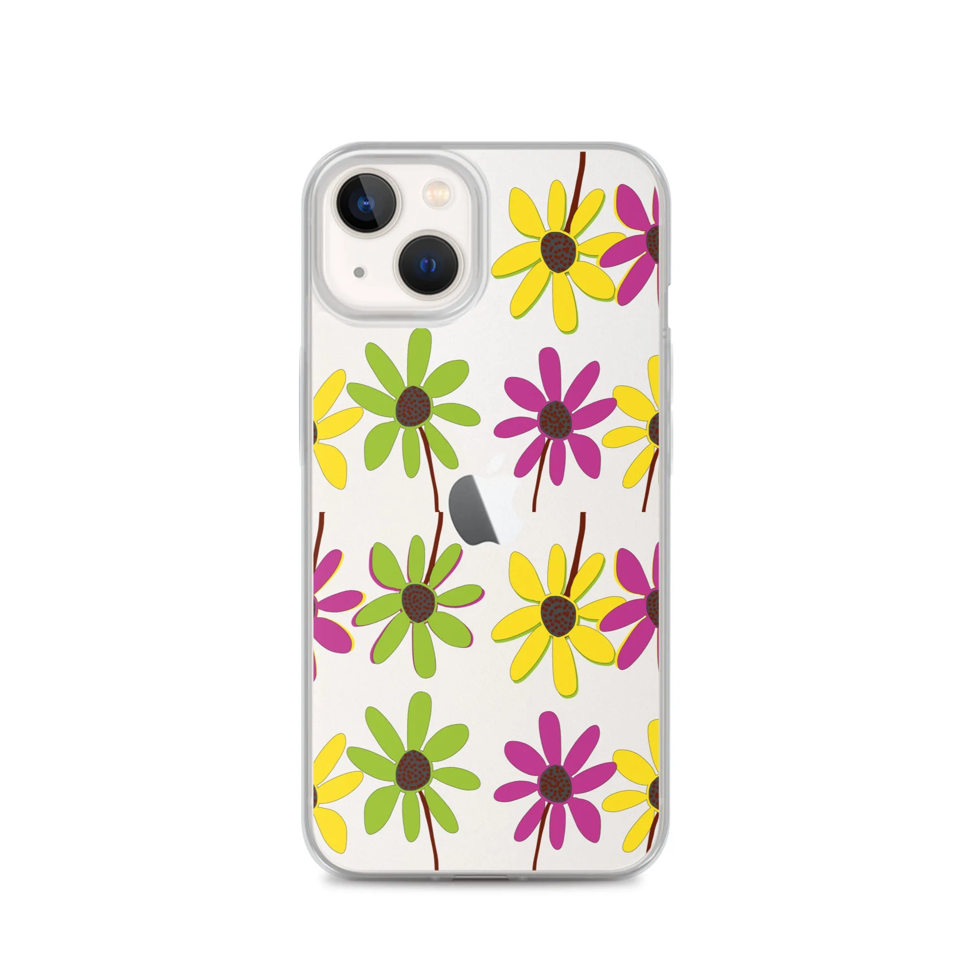 iPhone Colourful Hand Drawn Flower Petals Clear Case