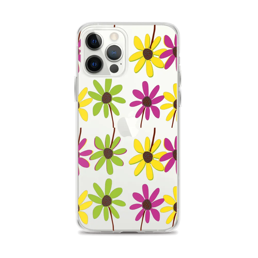 iPhone Colourful Hand Drawn Flower Petals Clear Case